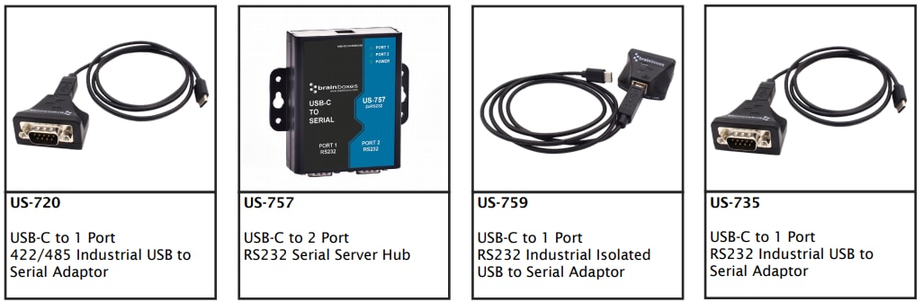 Brainboxes USB-C™ to Serial Adapters